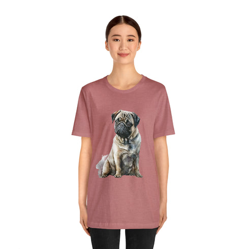 Loving Pug in Watercolor - Short Sleeve Tee